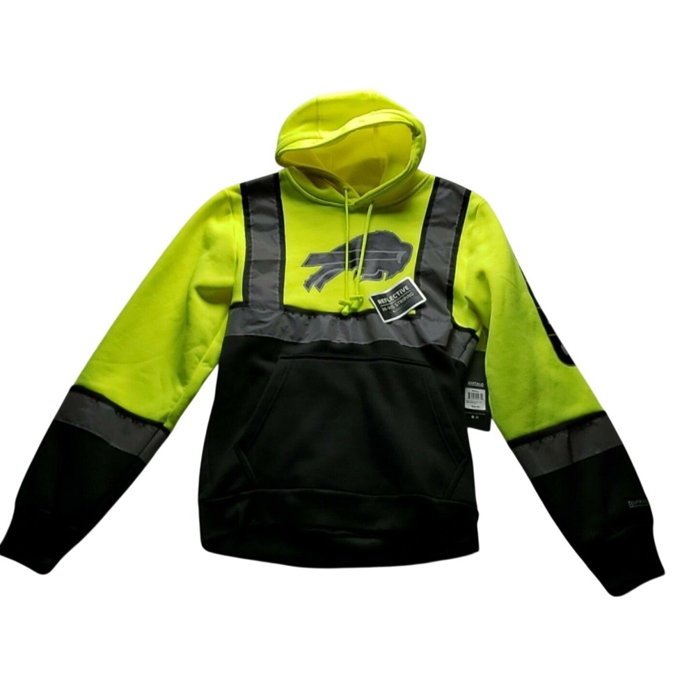 Buffalo Bills Hoodie Mens Small Yellow NFL Football Hi Vis Buffalo Outdoors